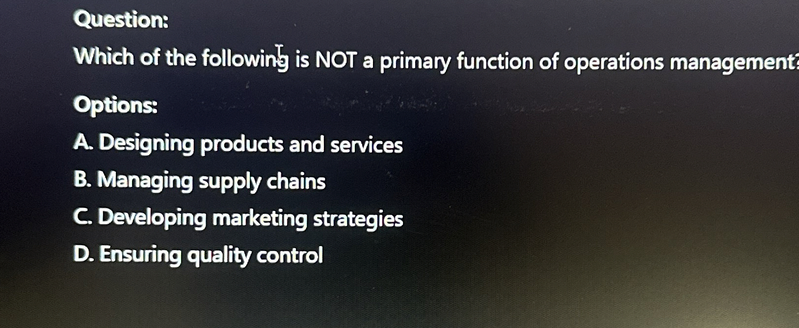 Question: 2 Which of the followin's is NOT a