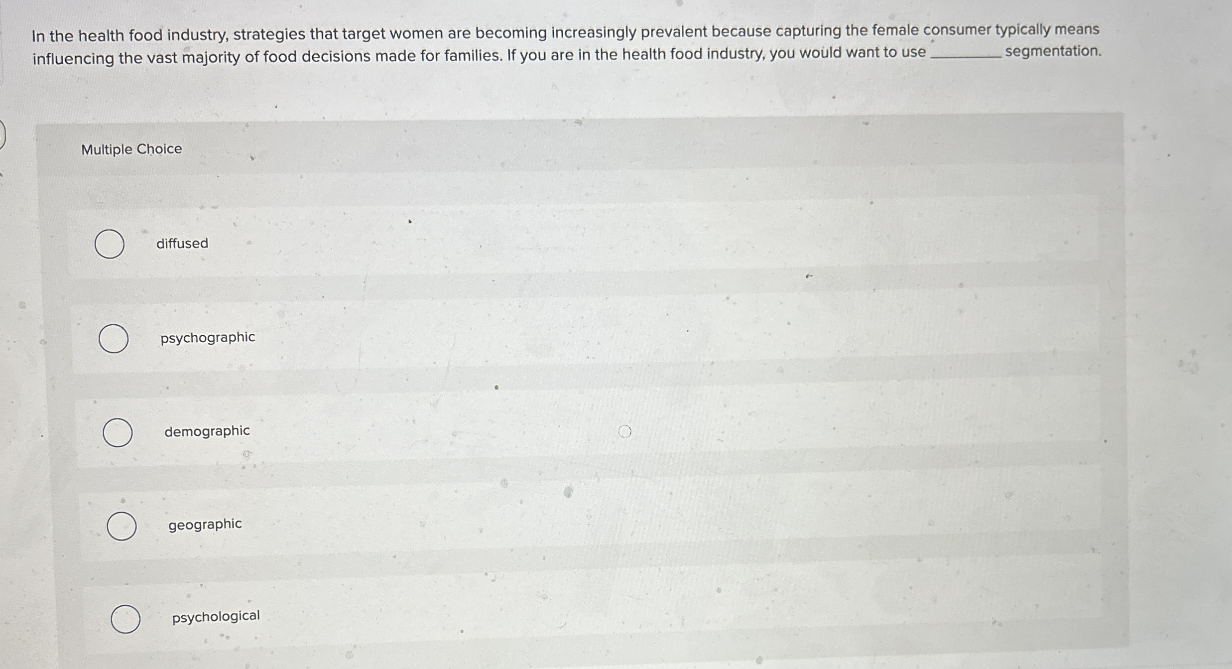 In the health food industry, strategies that