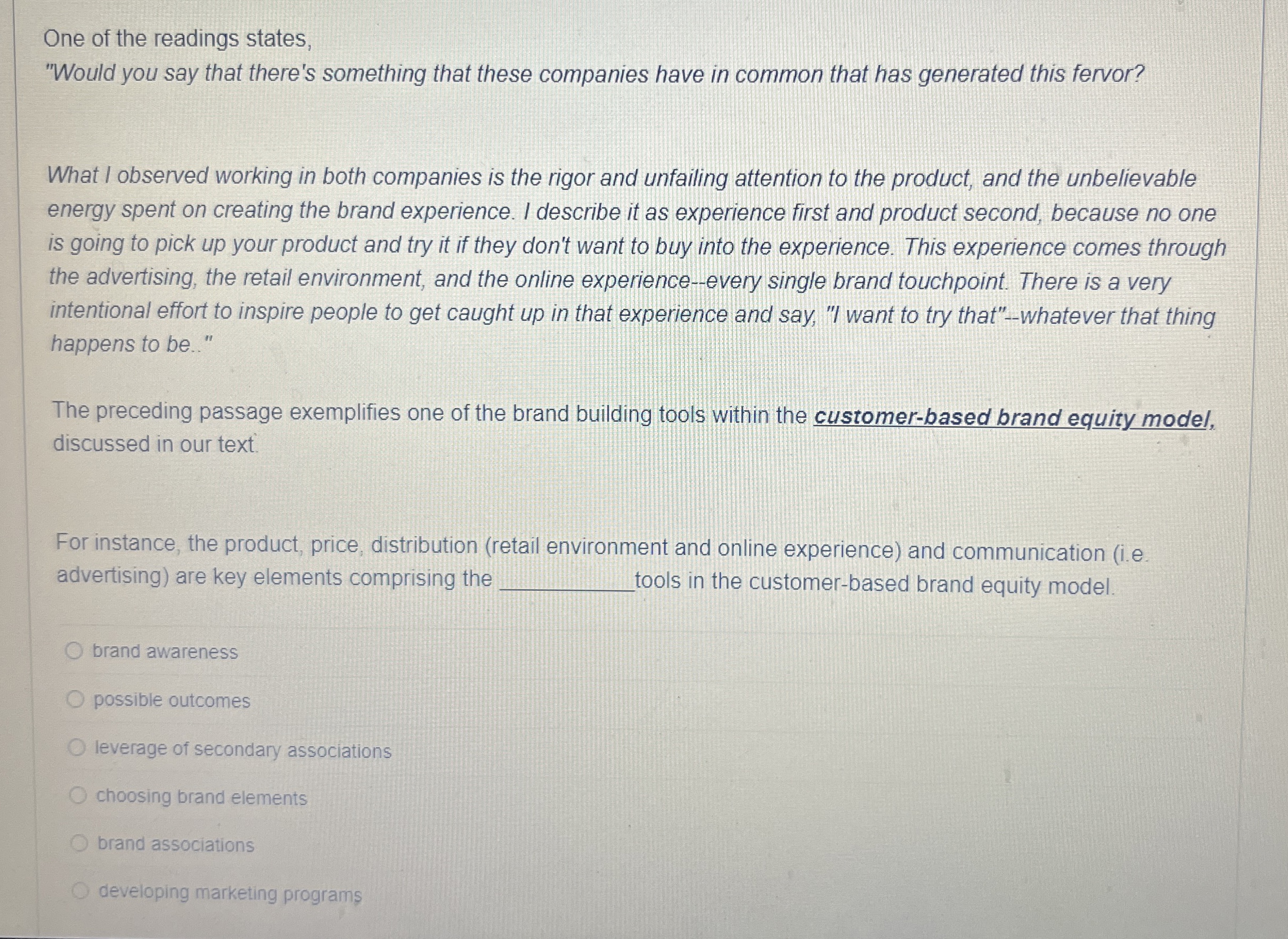 One of the readings states, "Would you say that