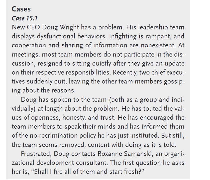 Read Case 1 5 . 1 on page 2 5 8 - 2 5 9 of the