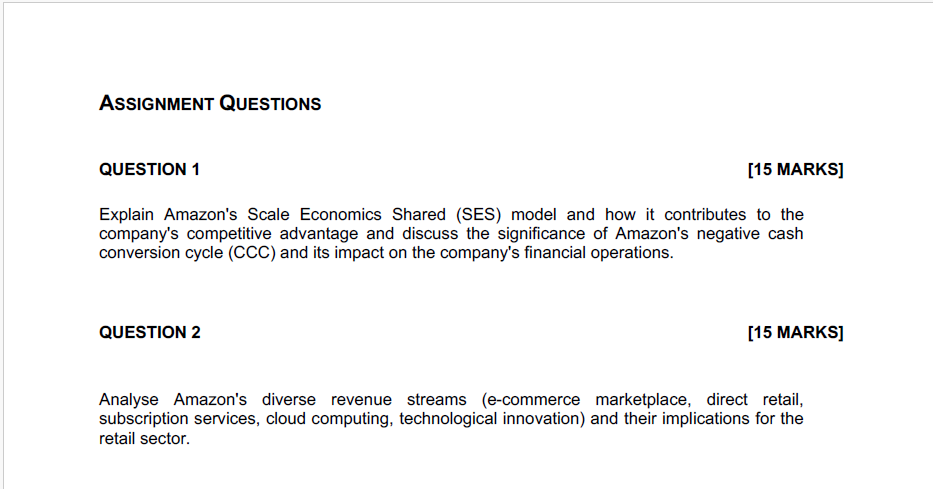 QUESTION 1 [ 1 5 MARKS ] Explain Amazon's Scale