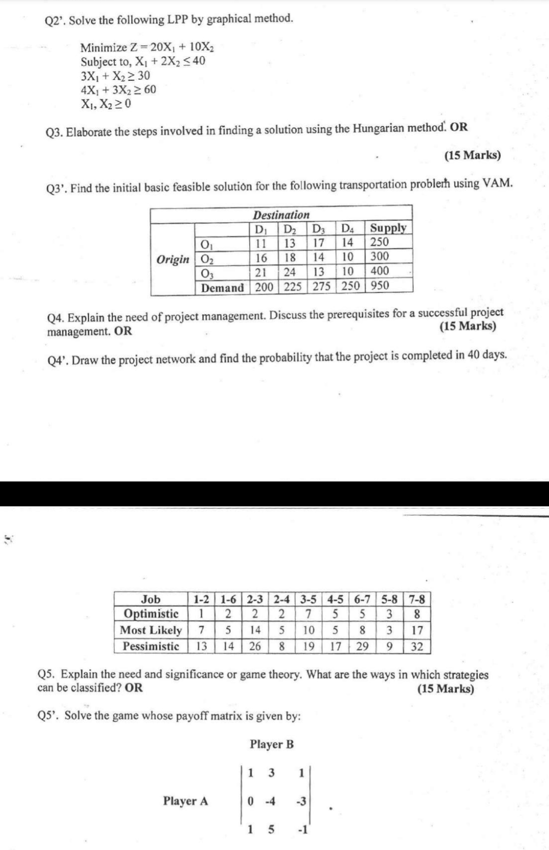 Q 2 ' . Solve the following LPP by graphical