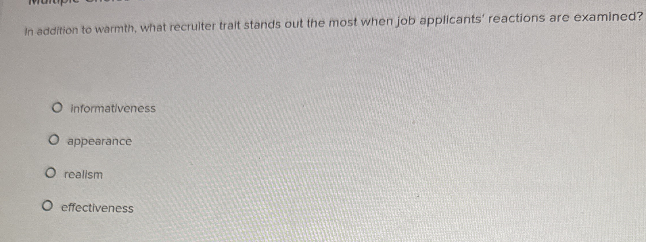 In addition to warmth, what recruiter trait