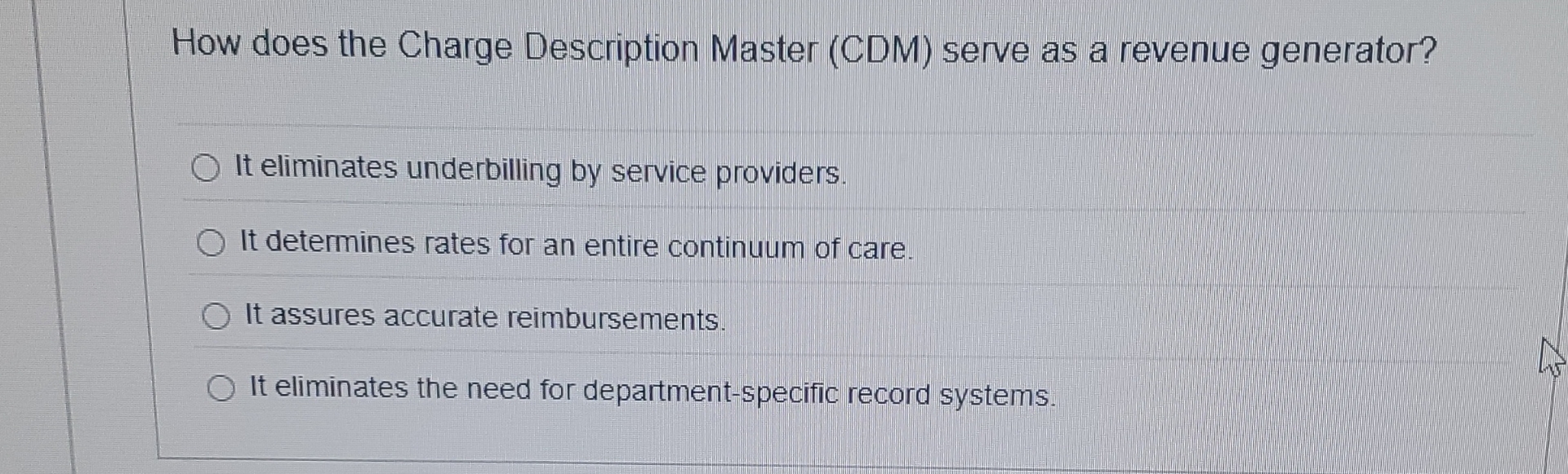 How does the Charge Description Master ( CDM )