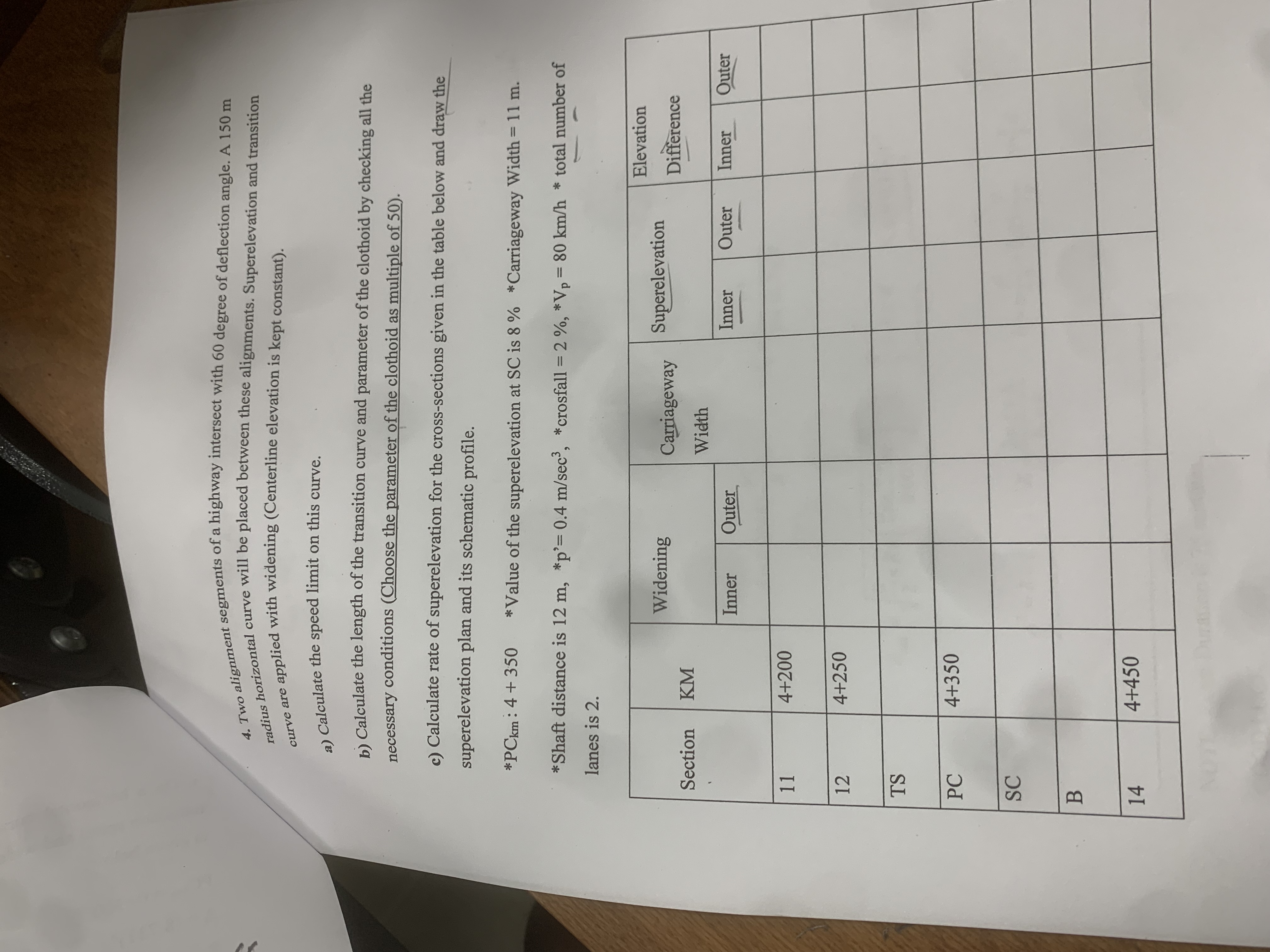 Two alignment segments of a highway intersect