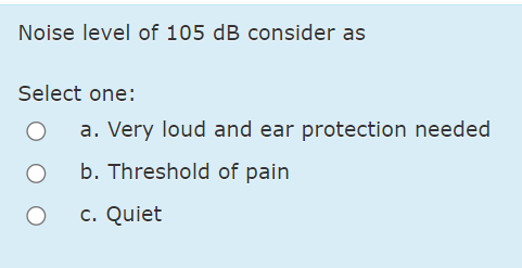 Noise level of 1 0 5 d B consider as Select one: