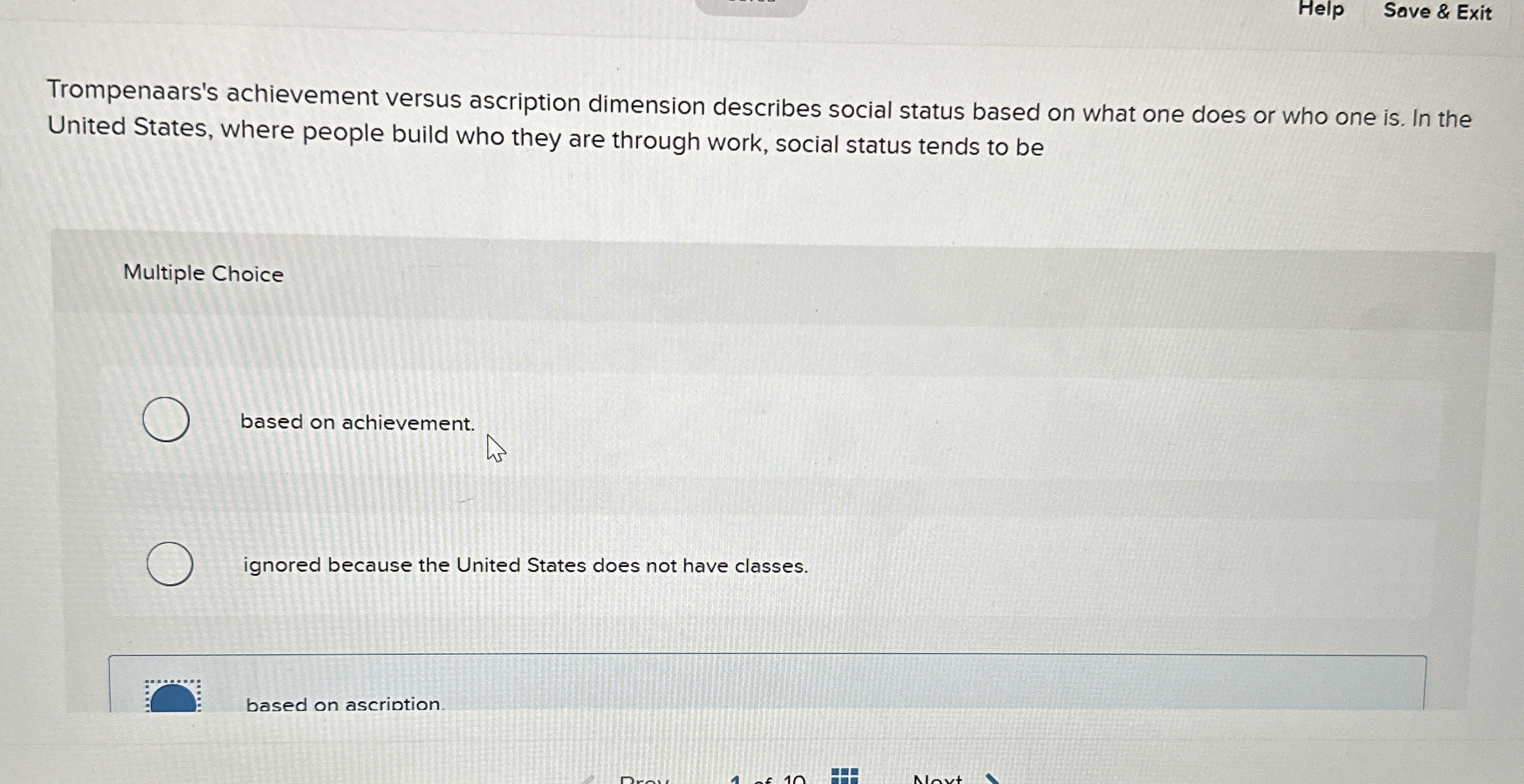 Help Save & Exit Trompenaars's achievement versus