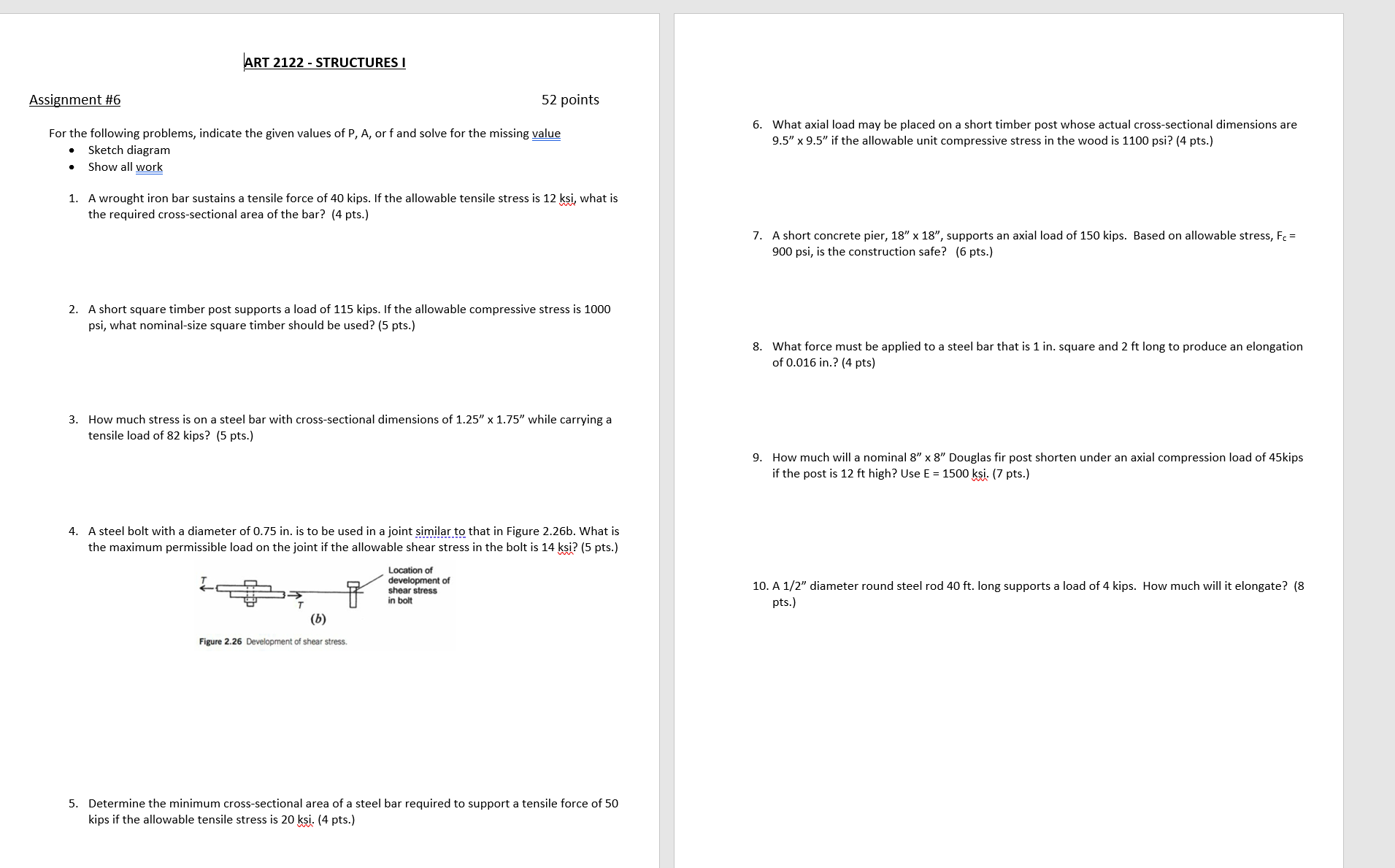 Assignment # 6 5 2 points For the following