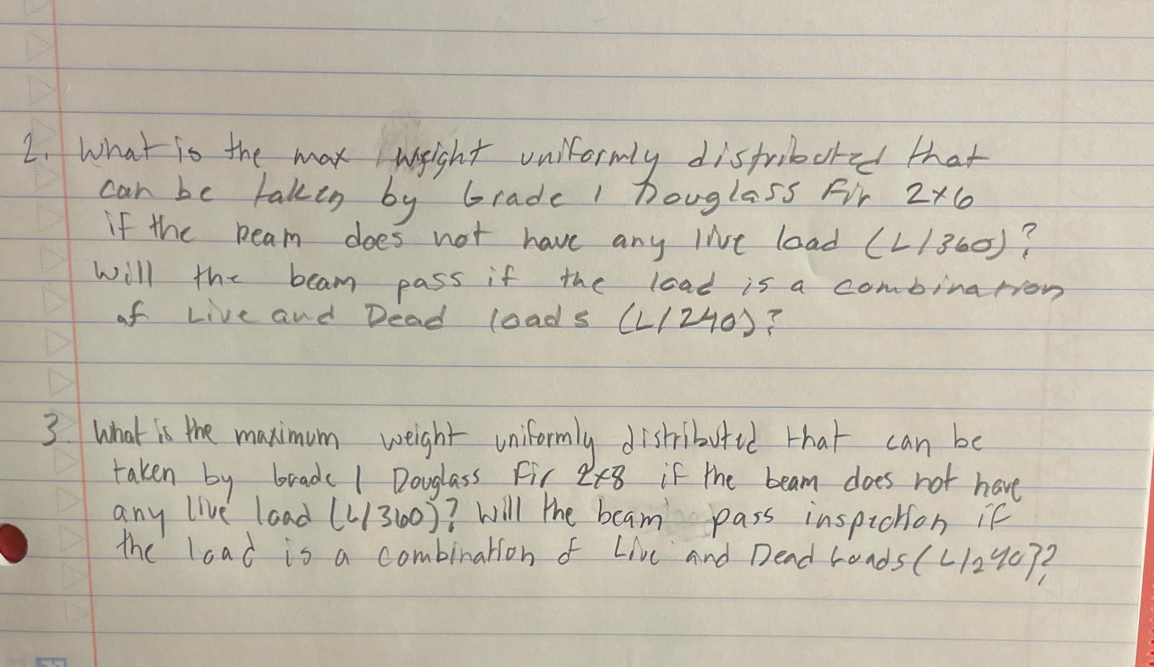 Beam span is 8 ' - 0 