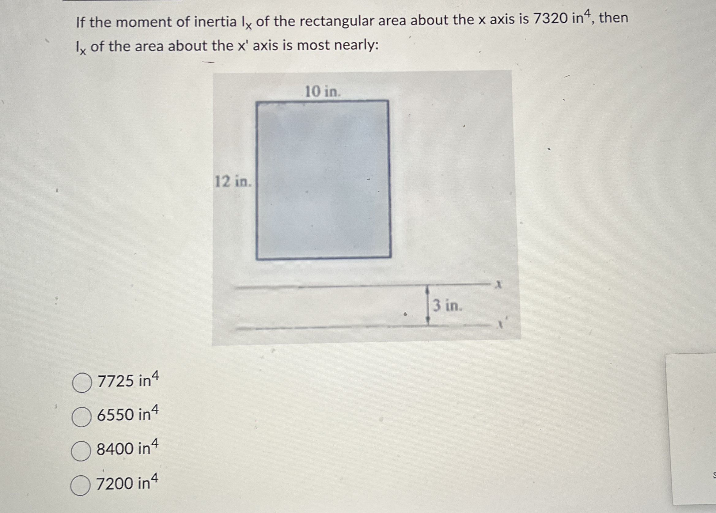 If the moment of inertia I x of the rectangular