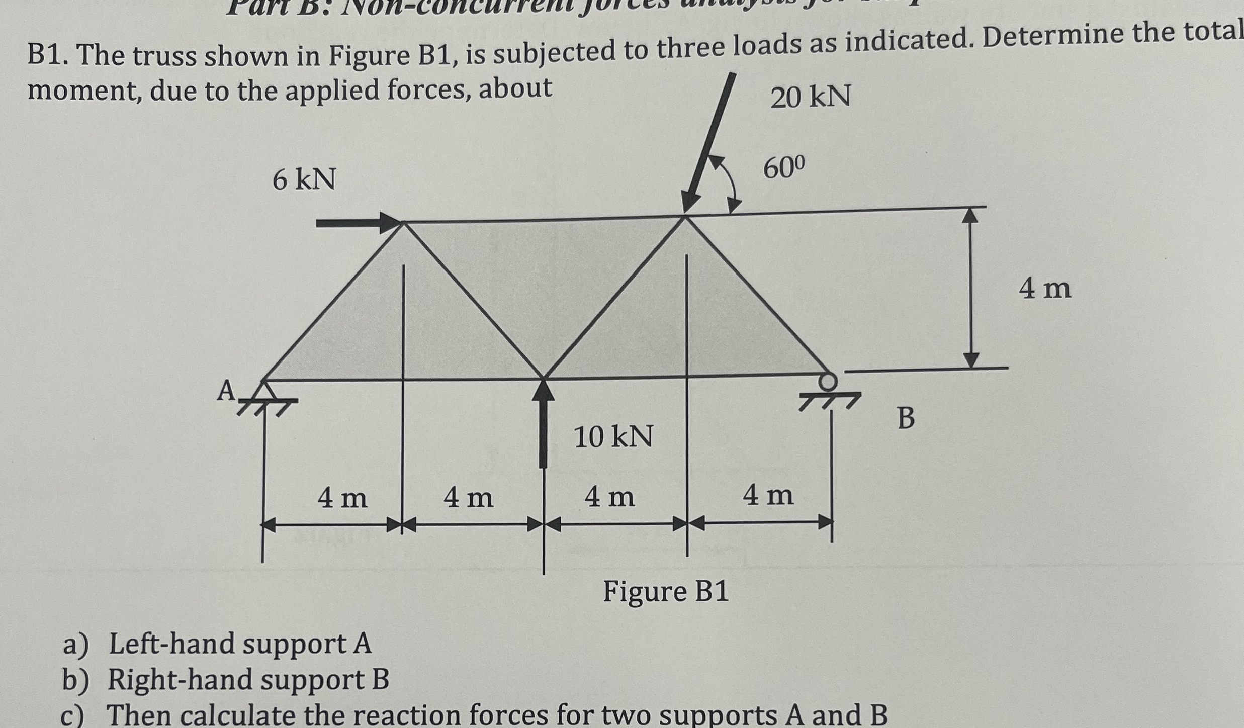B 1 . The truss shown in Figure B 1 , is