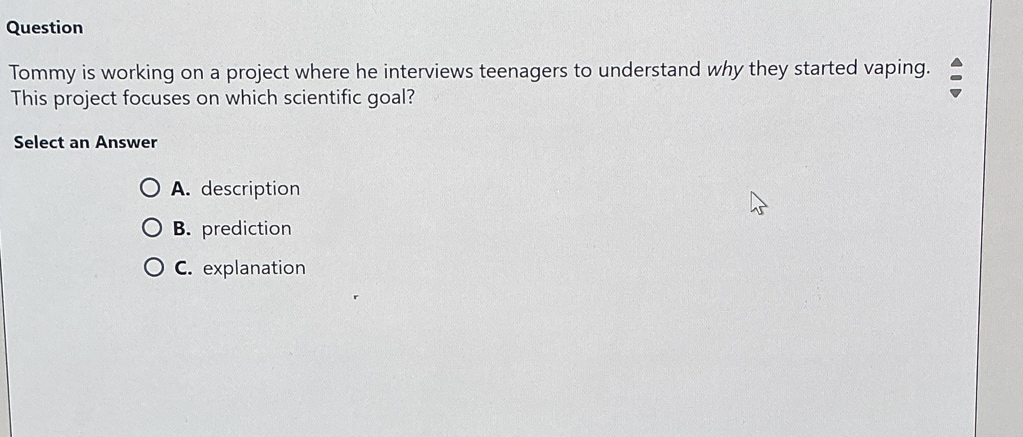 Question Tommy is working on a project where he