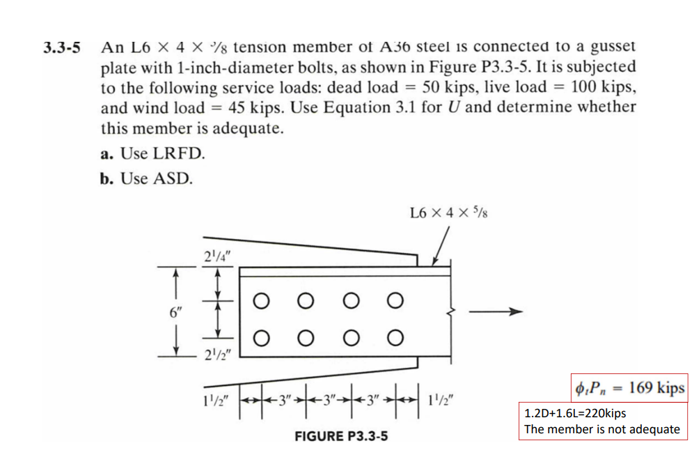 3 . 3 - 5 An L 6 4 % tension member of A 3 6
