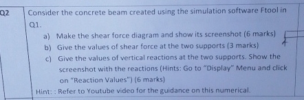 Q 2 Consider the concrete beam created using the