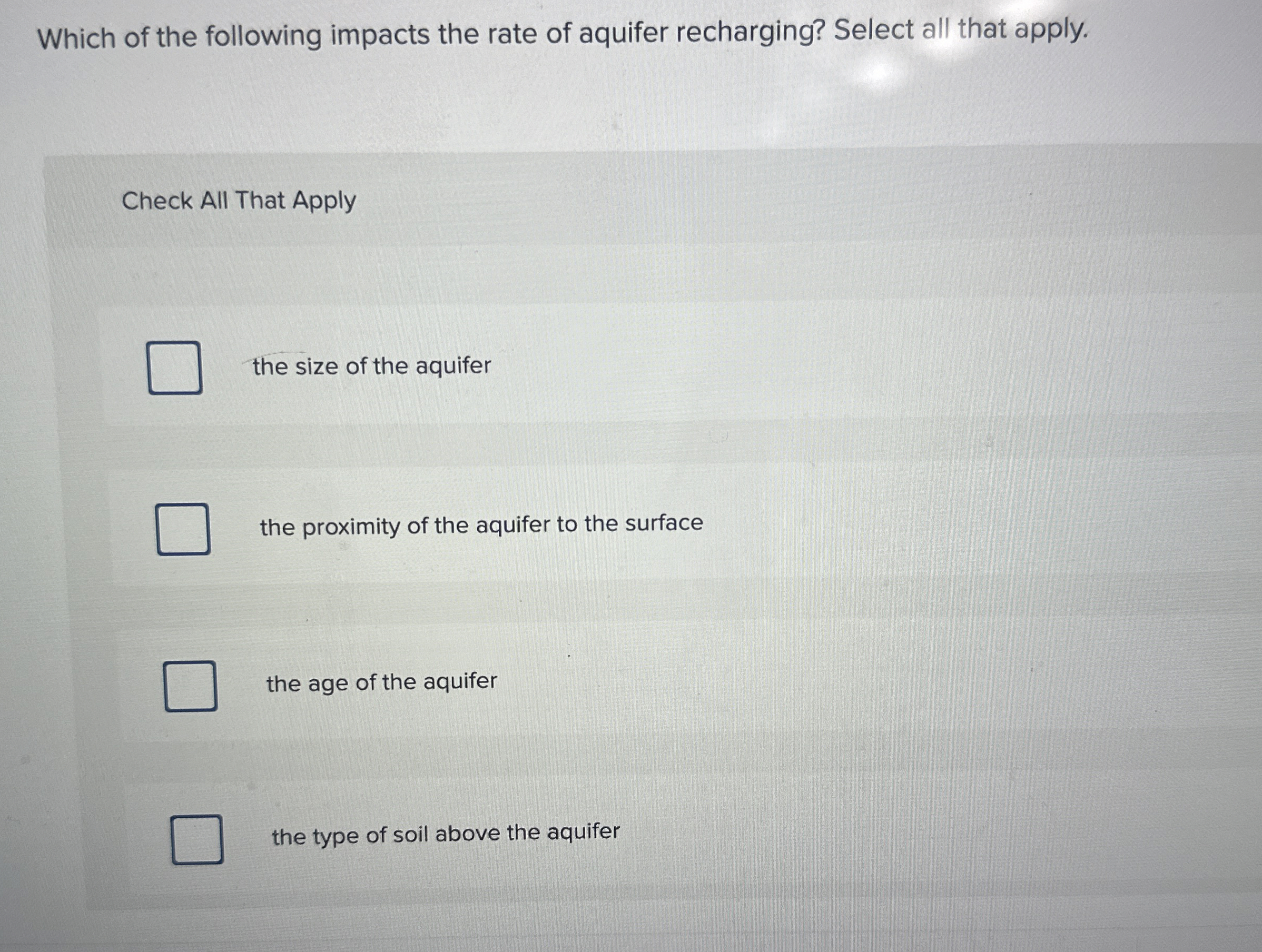 Which of the following impacts the rate of