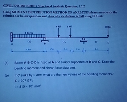 CIVIL FNGINEERING Stractural Analysis Question: 1