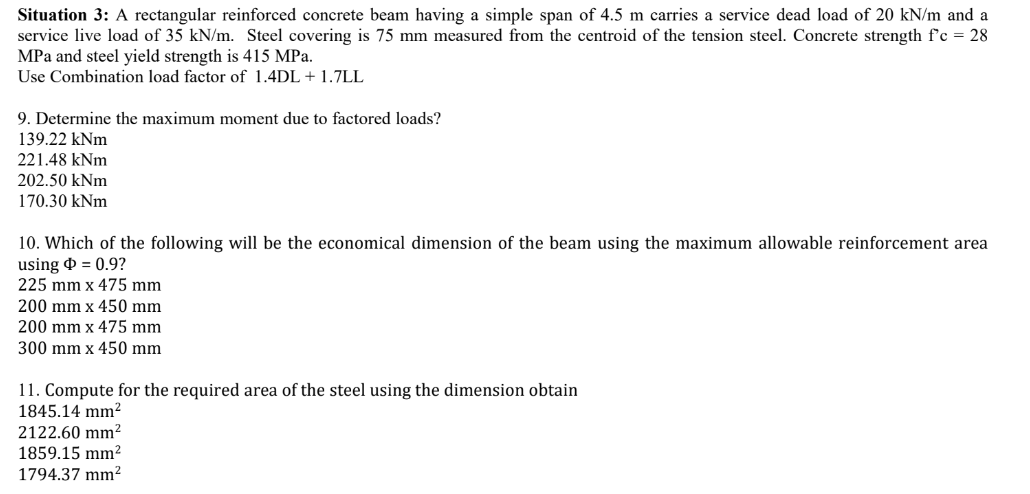 Situation 3 : A rectangular reinforced concrete
