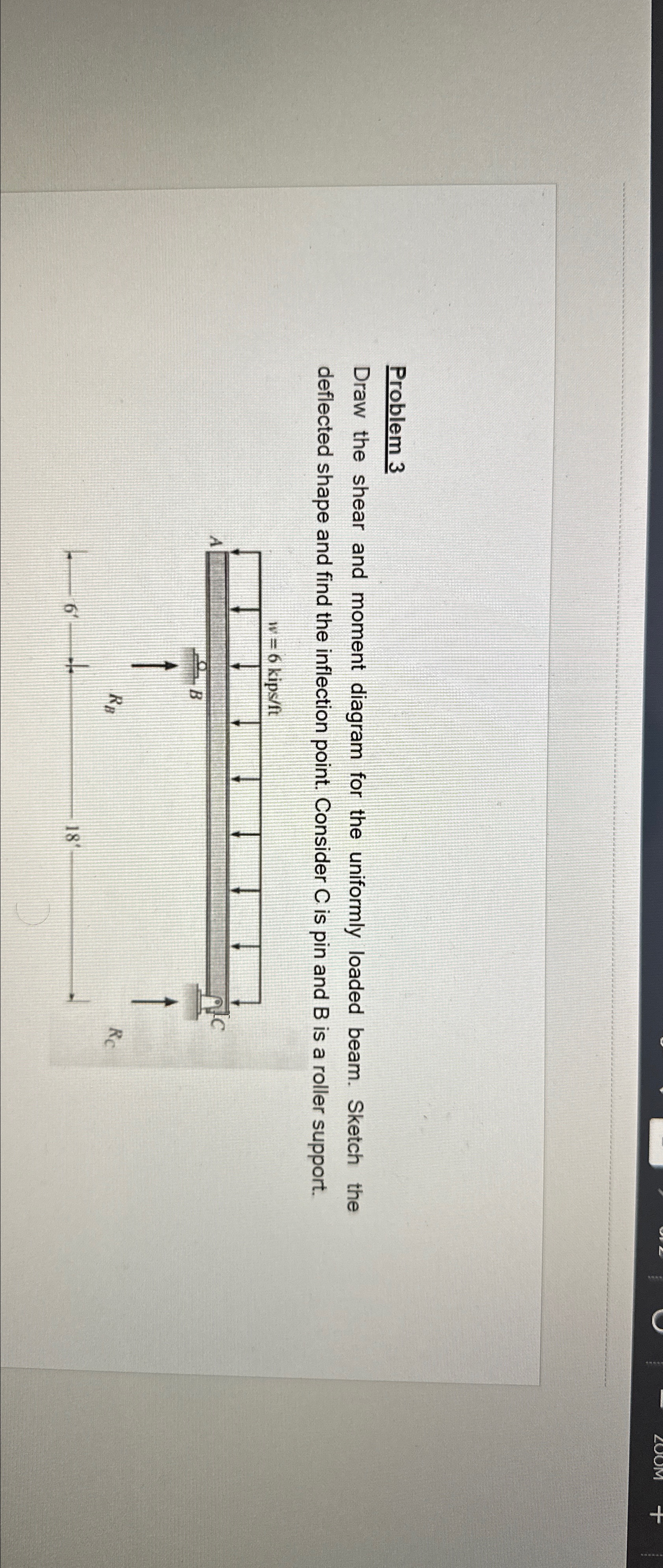 Problem 3 Draw the shear and moment diagram for