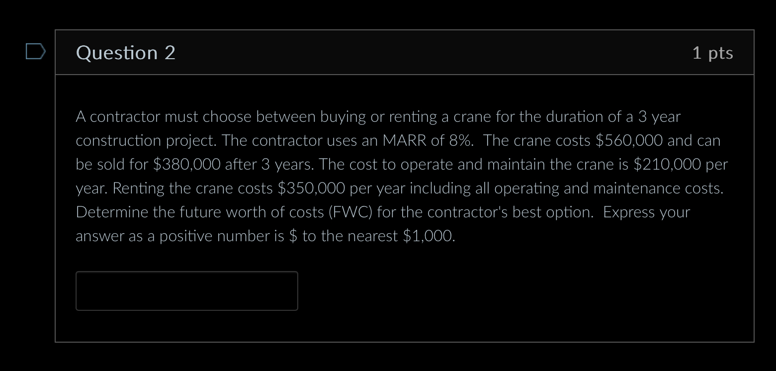 Question 2 1 p t s A contractor must choose