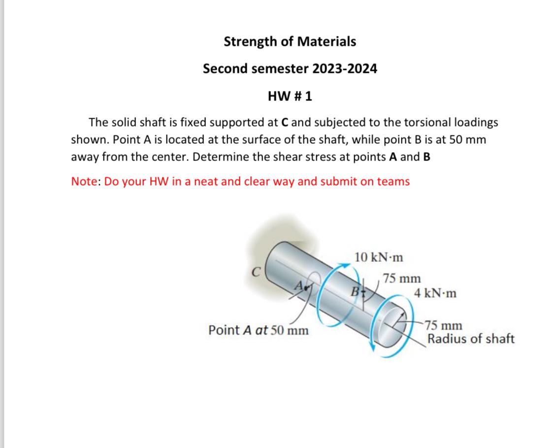 Strength of Materials Second semester 2 0 2 3 - 2
