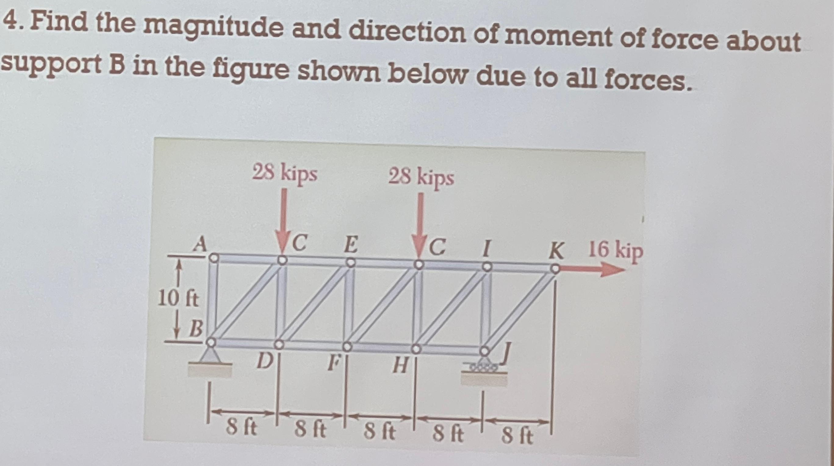 Find the magnitude and direction of moment of