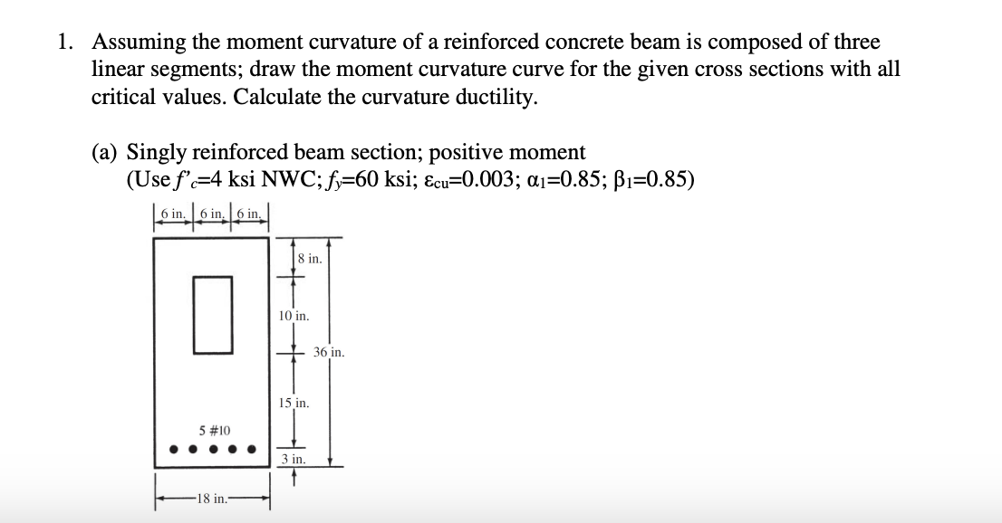Assuming the moment curvature of a reinforced