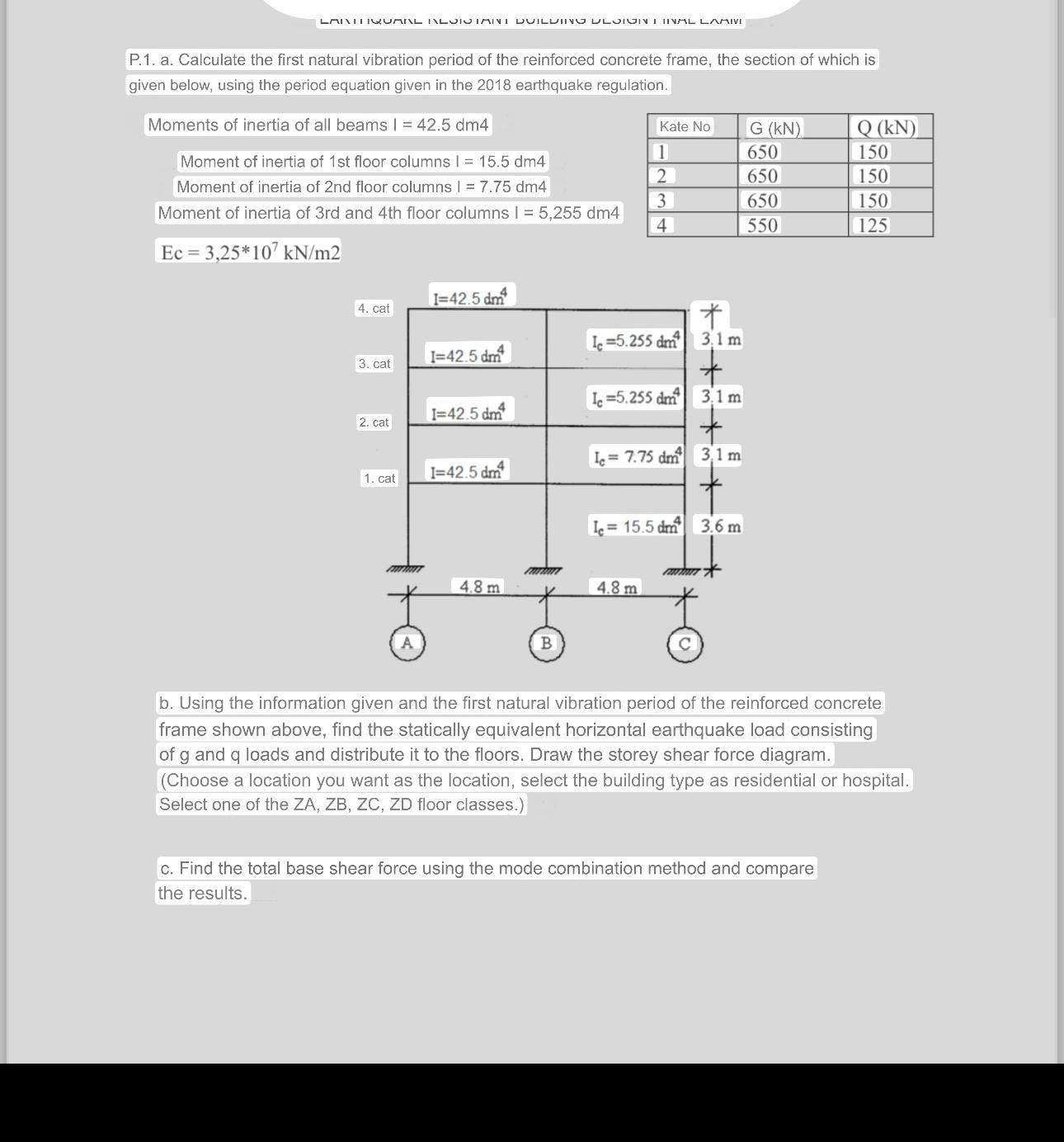 P . 1 . a . Calculate the first natural vibration