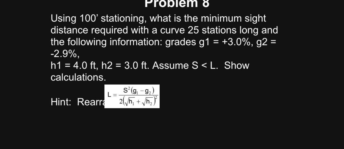 Using 1 0 0 ' stationing, what is the minimum