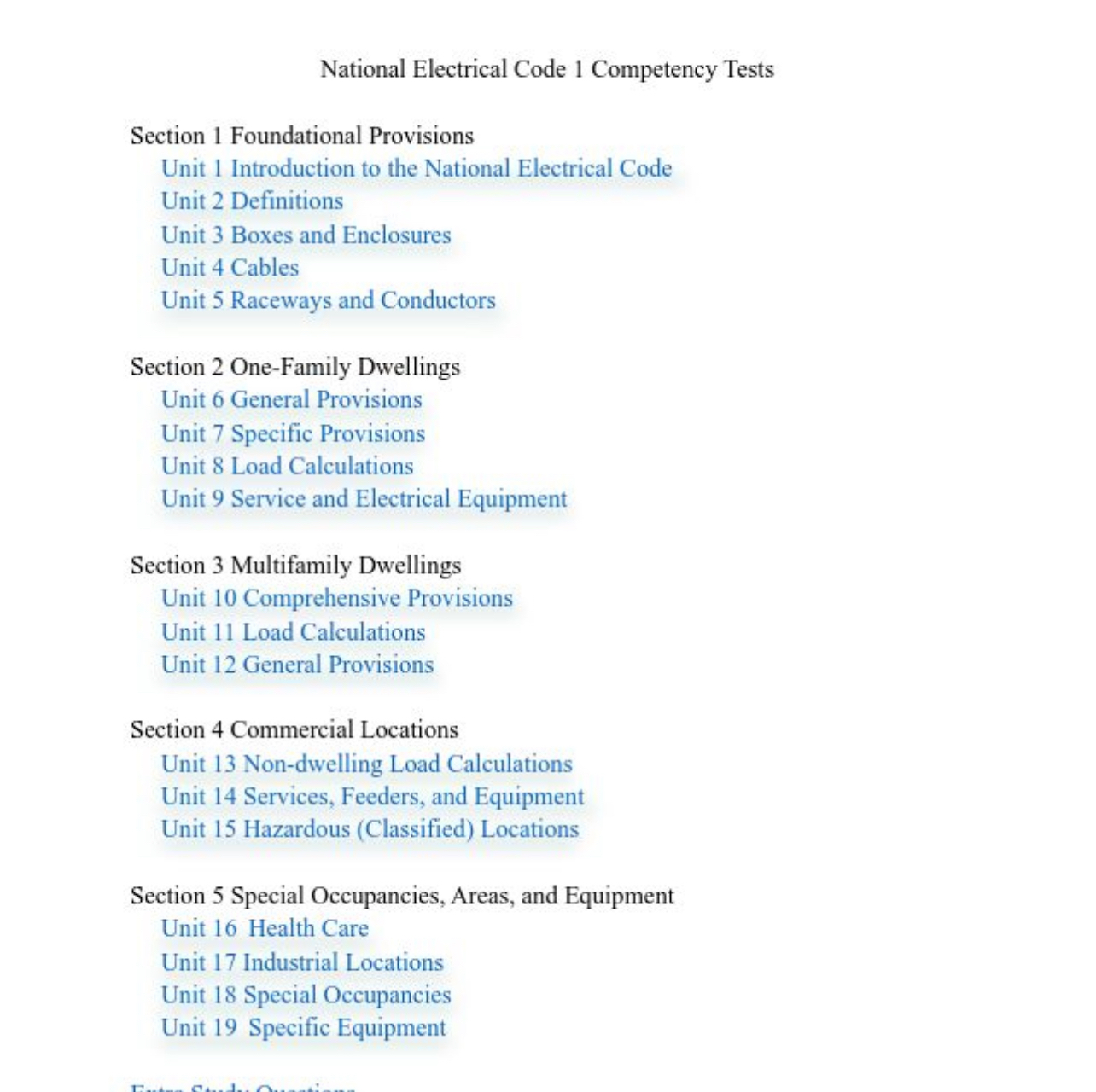 National Electrical Code 1 Competency Tests\