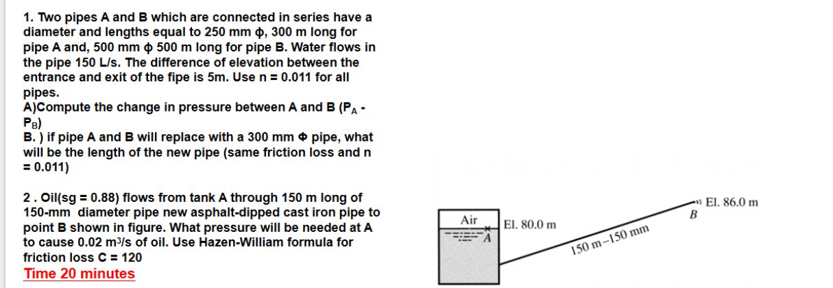 Answers are provided below!!!! Two pipes A and B