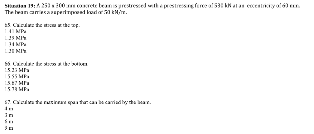 Situation 1 9 : A 2 5 0 3 0 0 m m concrete beam