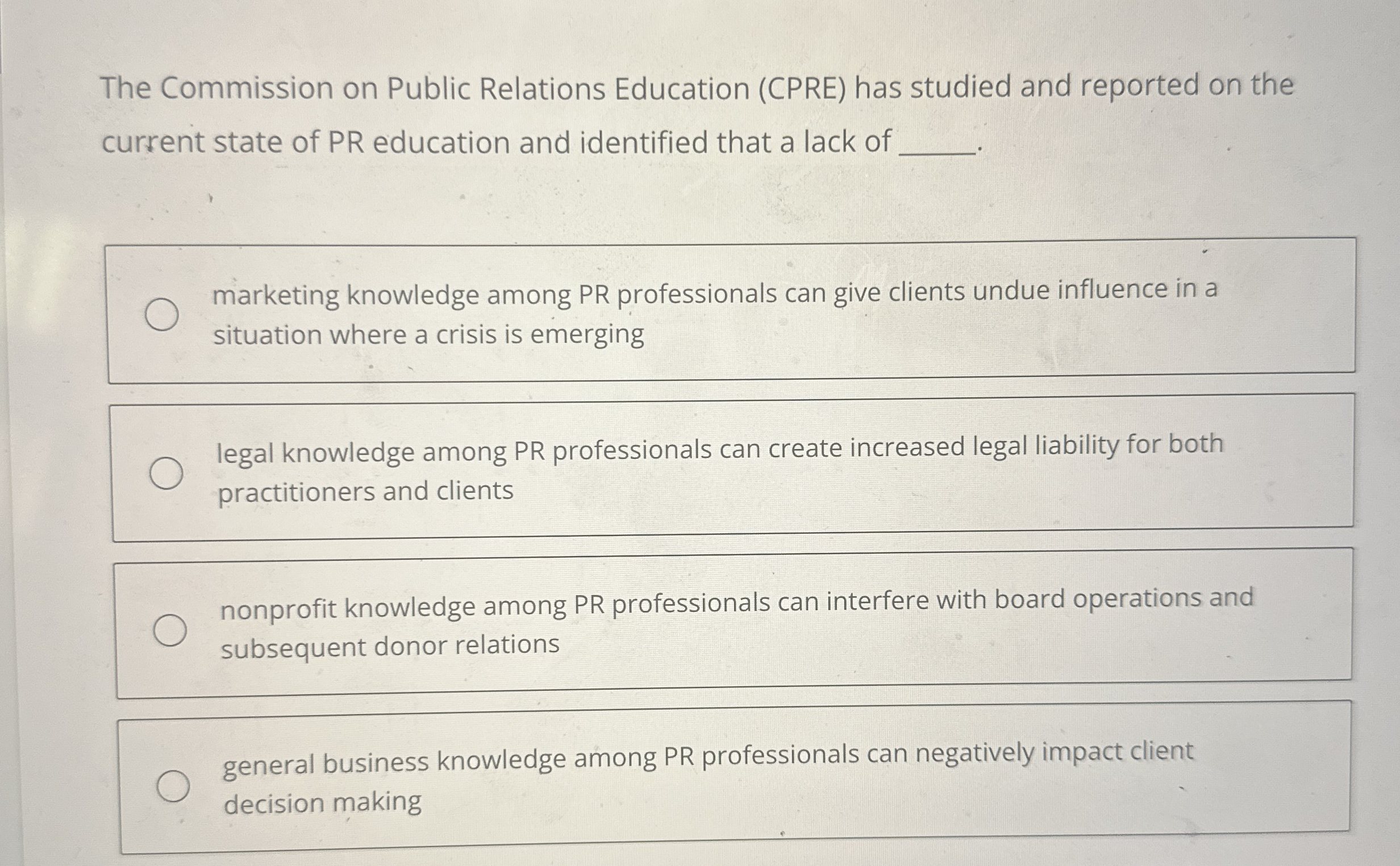 The Commission on Public Relations Education (