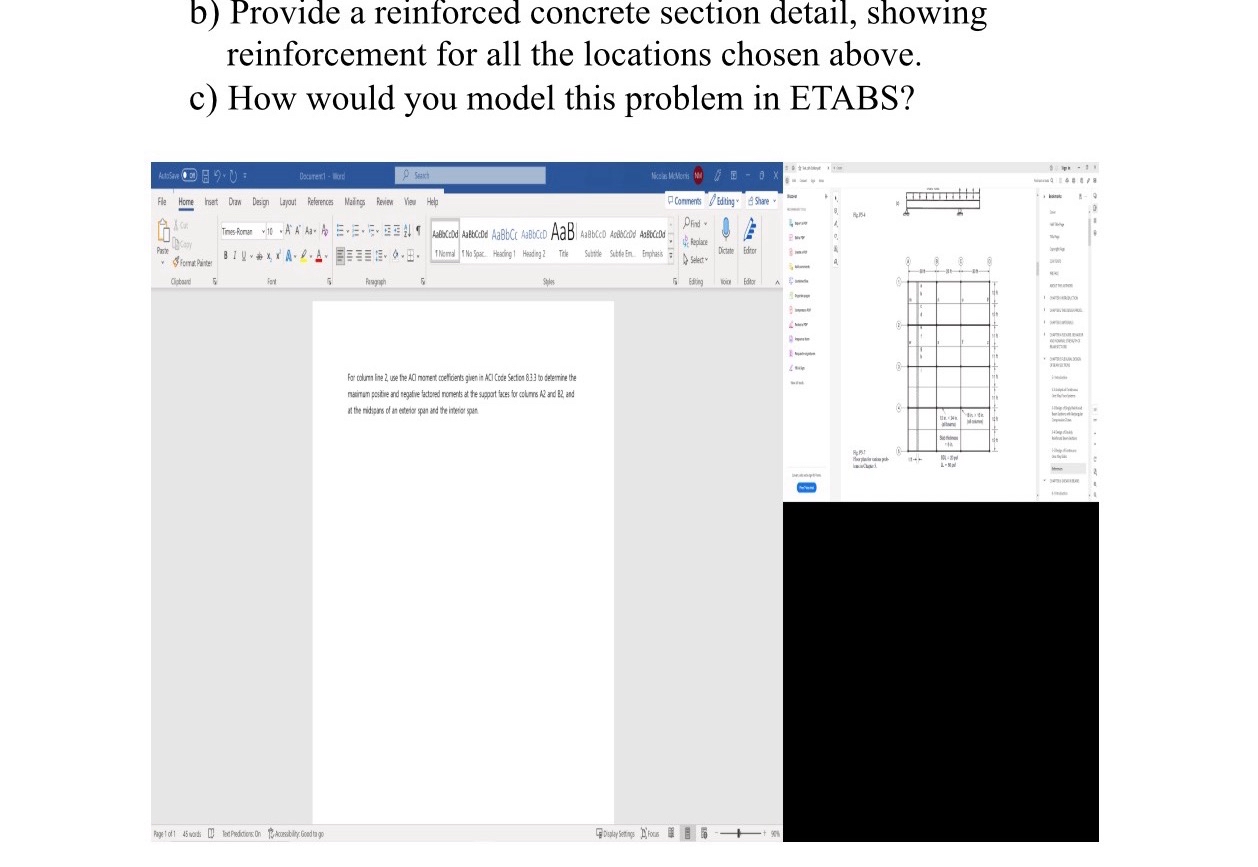 b ) Provide a reinforced concrete section detail,