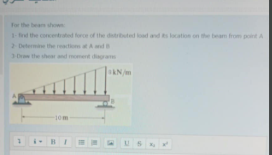 For the beam shown: 2 . Detarrmine the reactions
