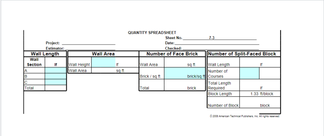 Activity 7 - 3 Estimating Masonry Activity Refer