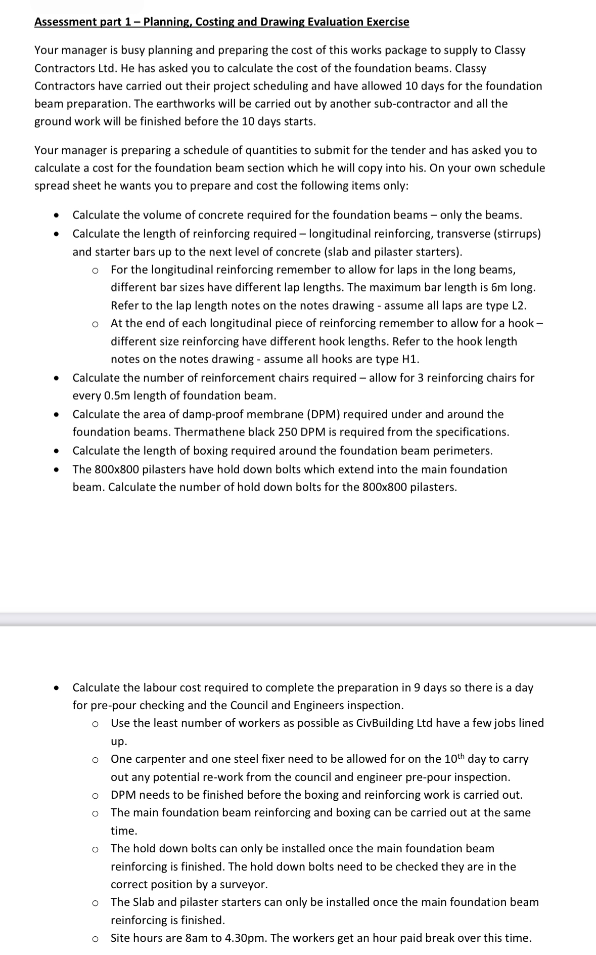 Assessment part 1 - Planning, Costing and Drawing
