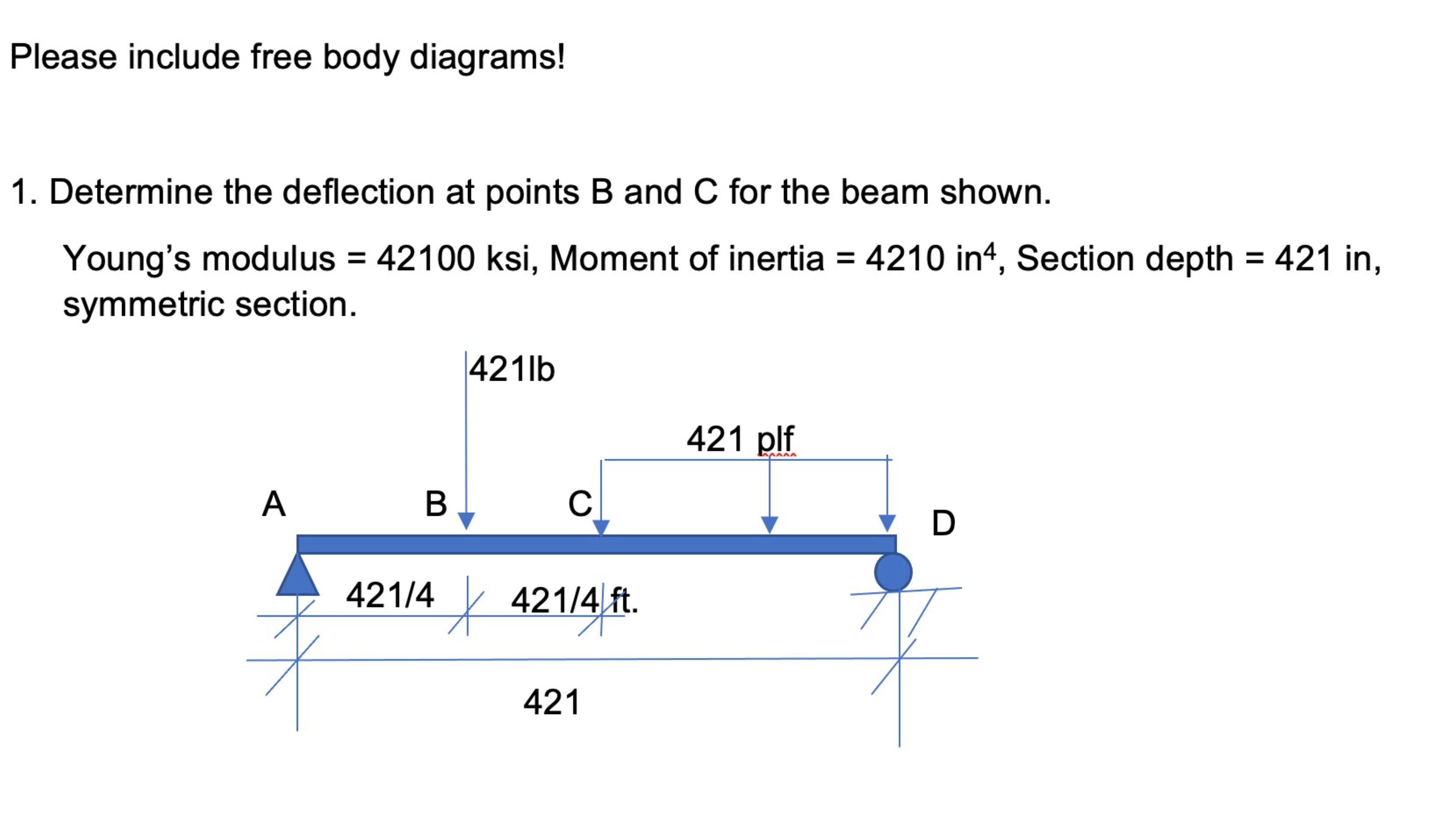 Please include free body diagrams! Determine the