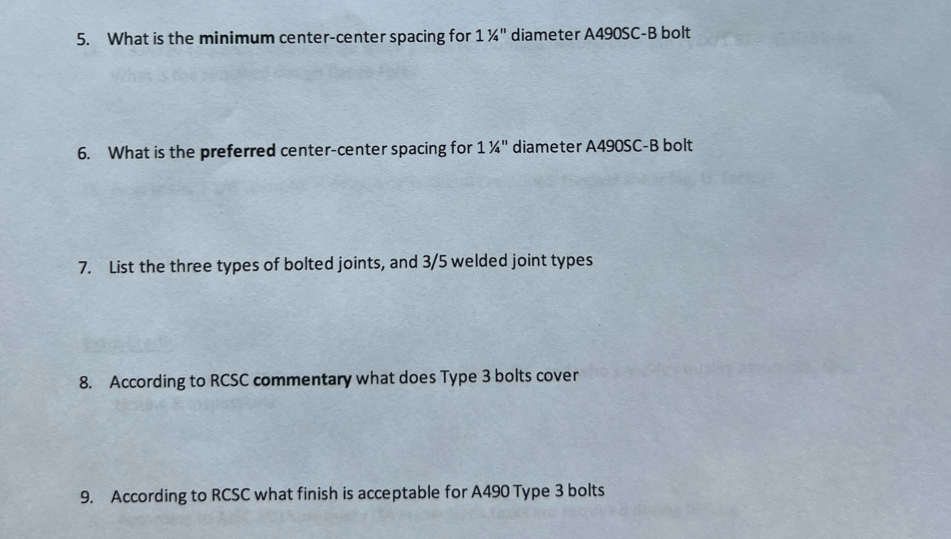 What is the minimum center - center spacing for 1