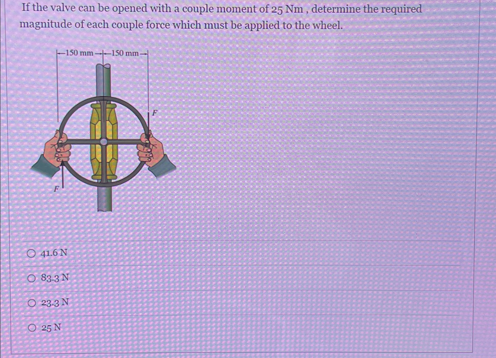 If the valve can be opened with a couple moment