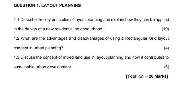 QUESTION 1 : LAYOUT PLANNING 1 . 1 Describe the