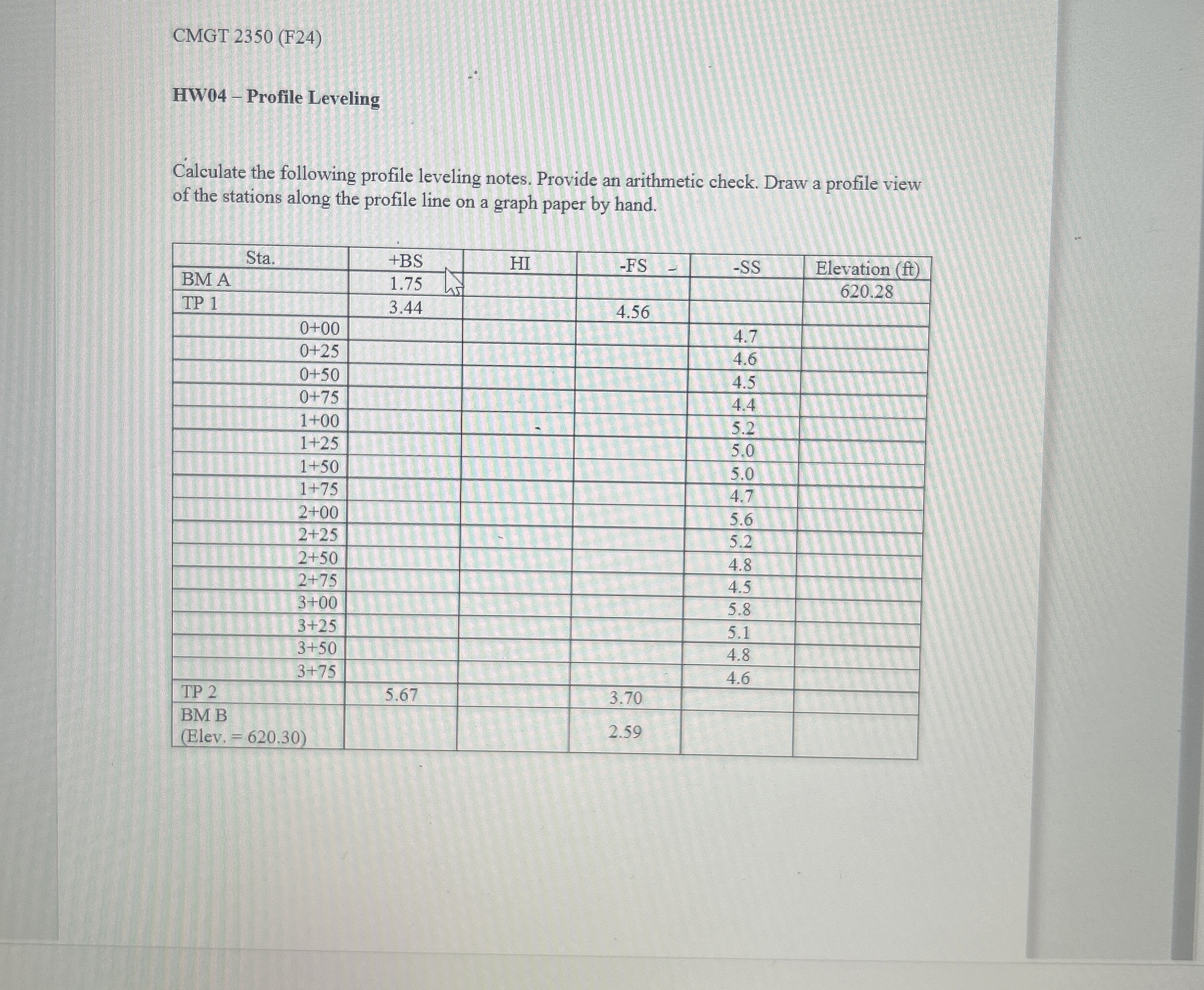 CMGT 2 3 5 0 ( F 2 4 ) HW 0 4 - Profile Leveling