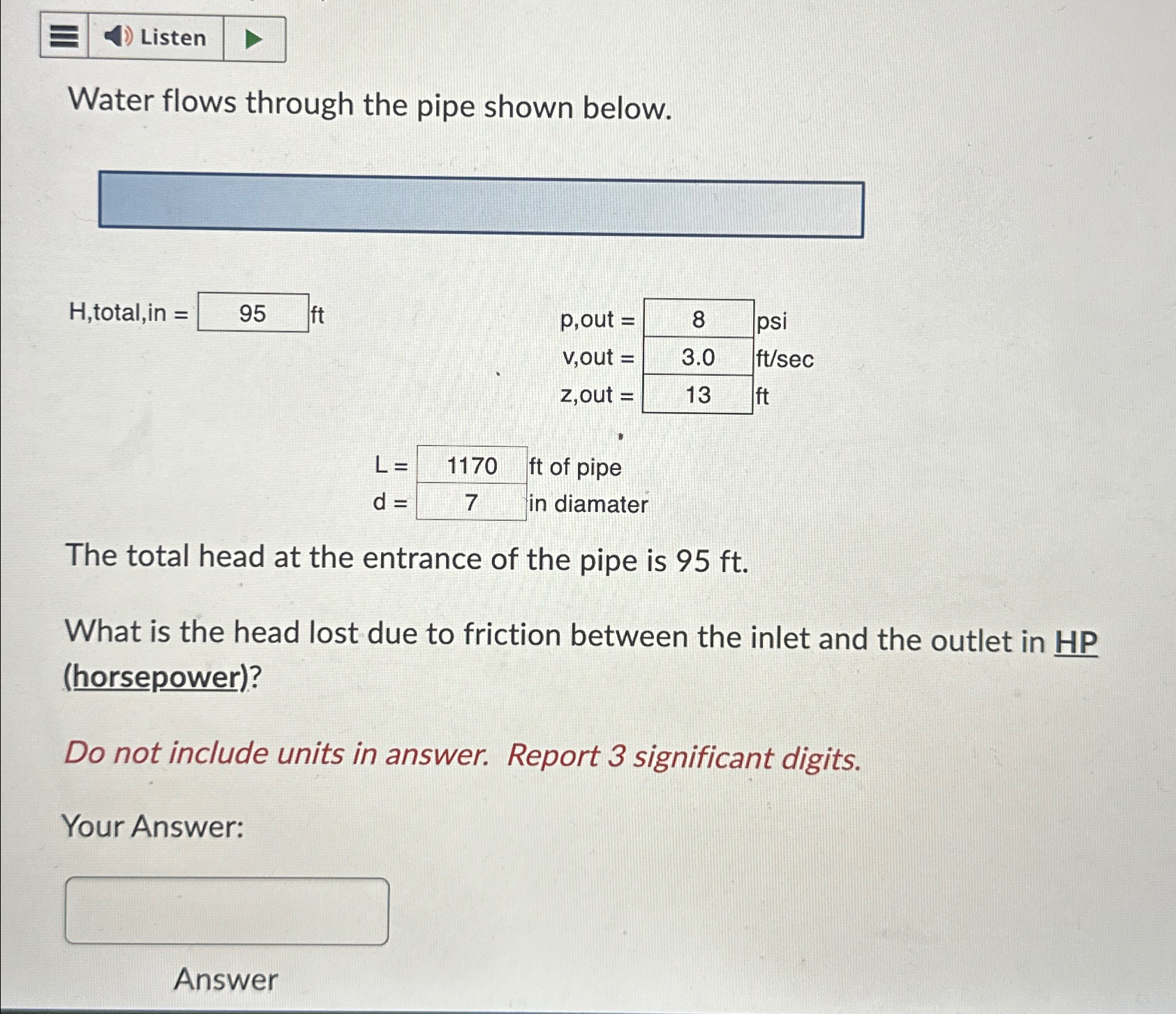 Water flows through the pipe shown below. The