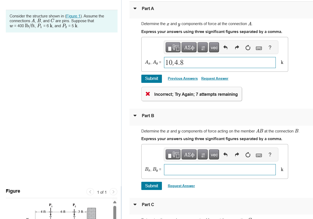 Part B Determine the x and y components of force