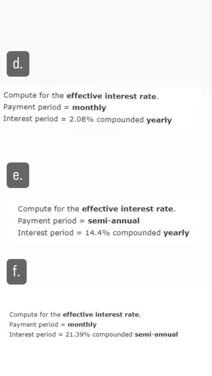 Compute for the effective interest rate. Payment
