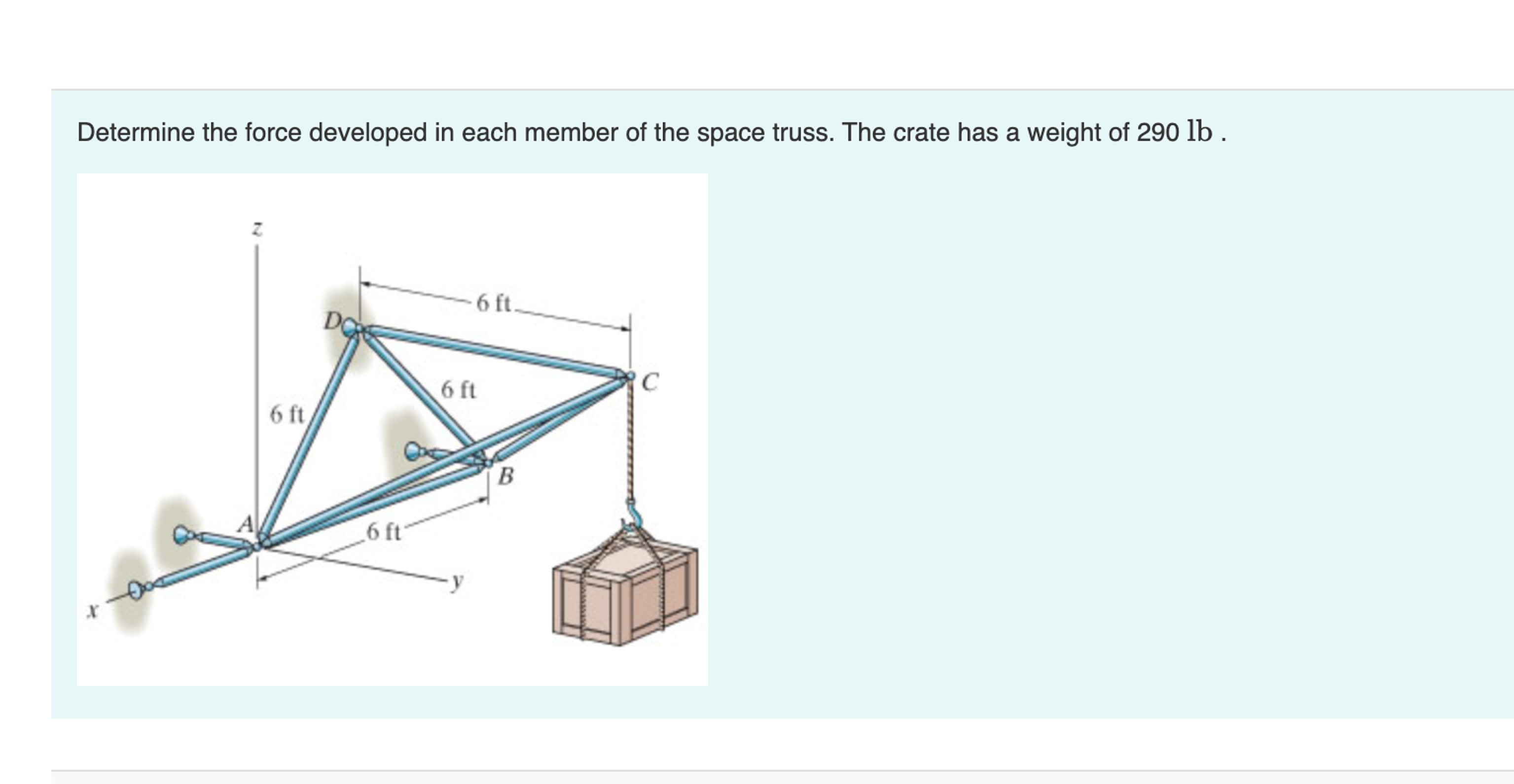 Determine the force developed in each member of