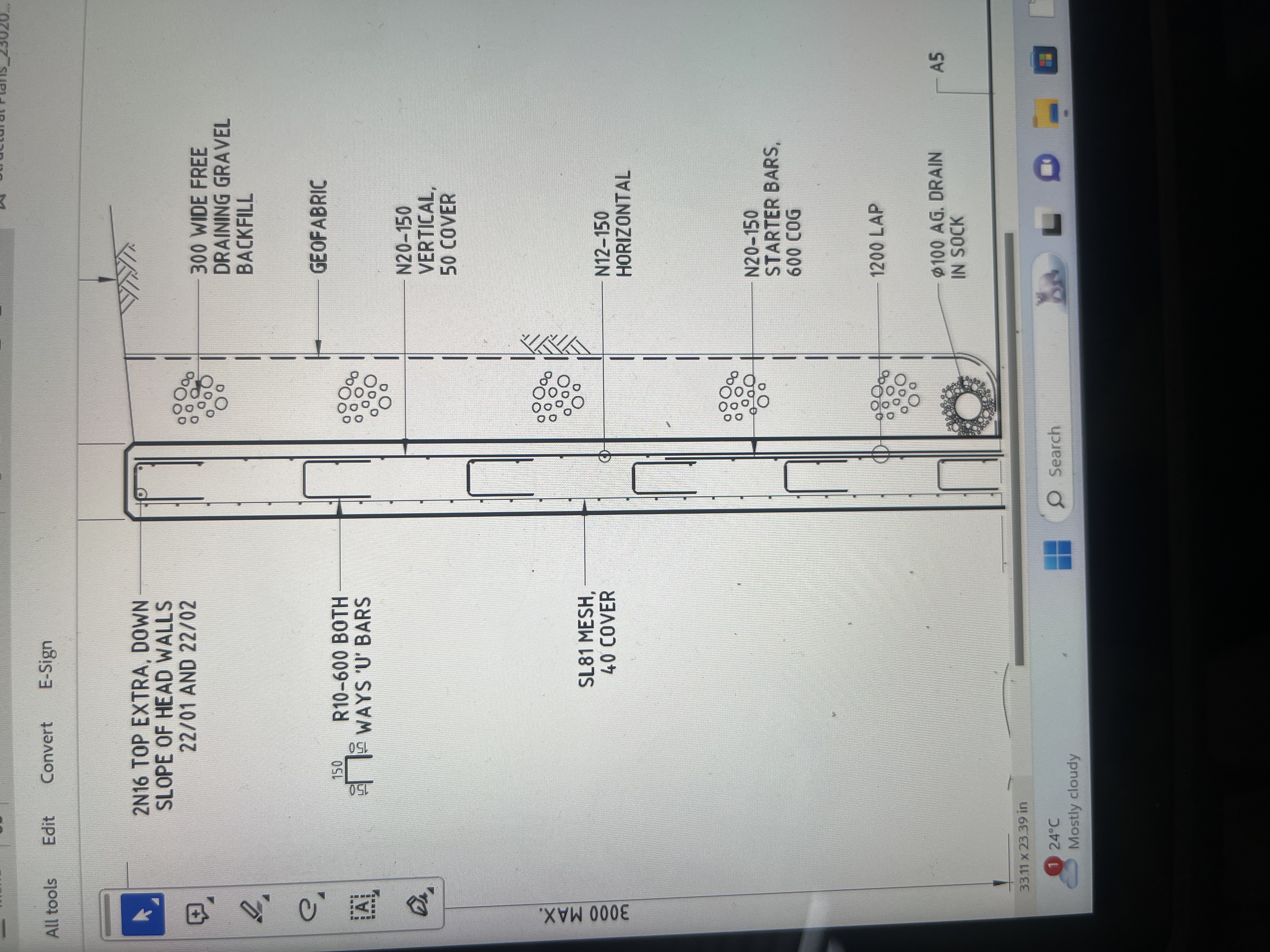 - Height of wall is 3 m - Length of wall is 6 0 m