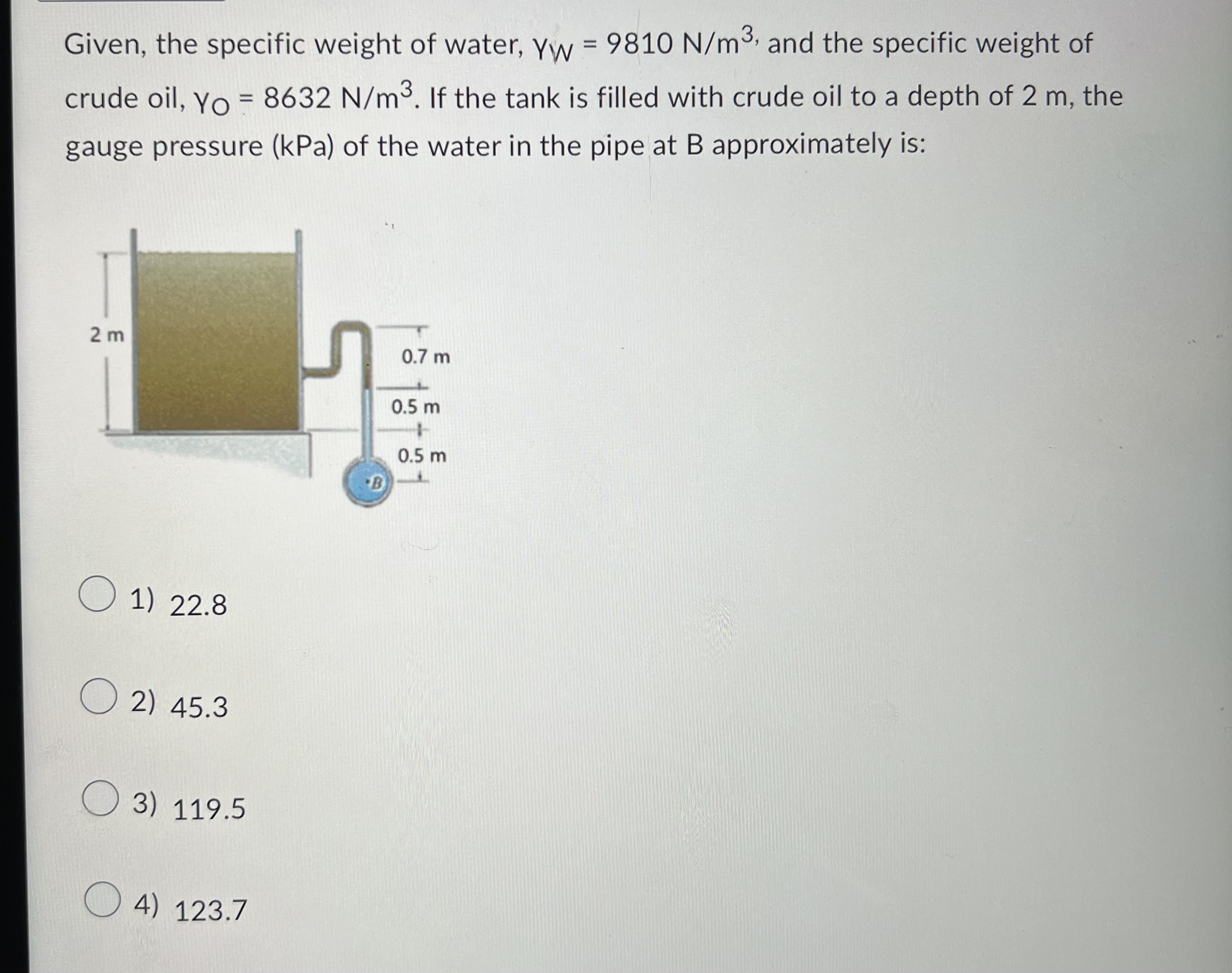 Given, the specific weight of water, Y W = 9 8 1