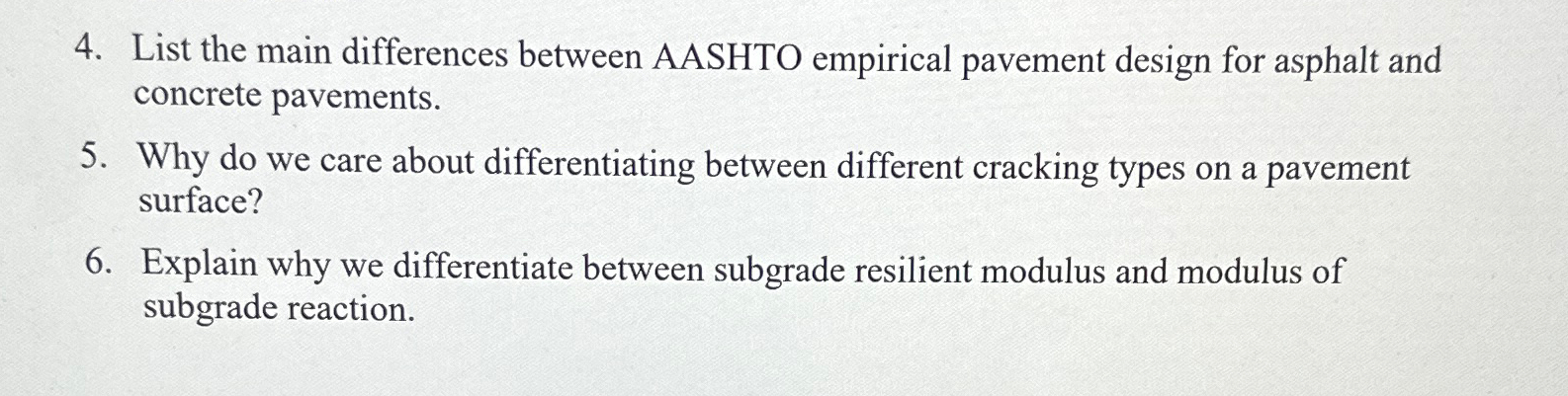 List the main differences between AASHTO