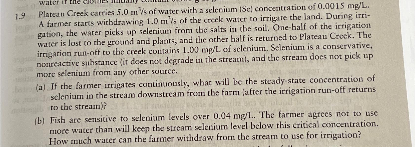 1 . 9 Plateau Creek carries 5 . 0 m 3 s of water