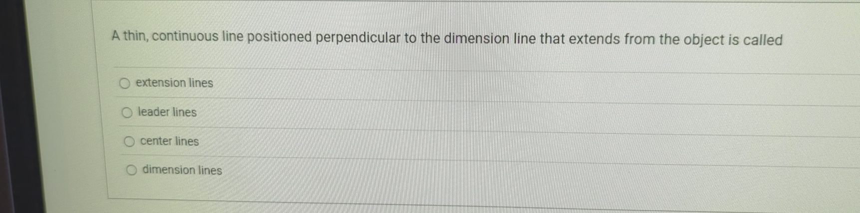 A thin, continuous line positioned perpendicular